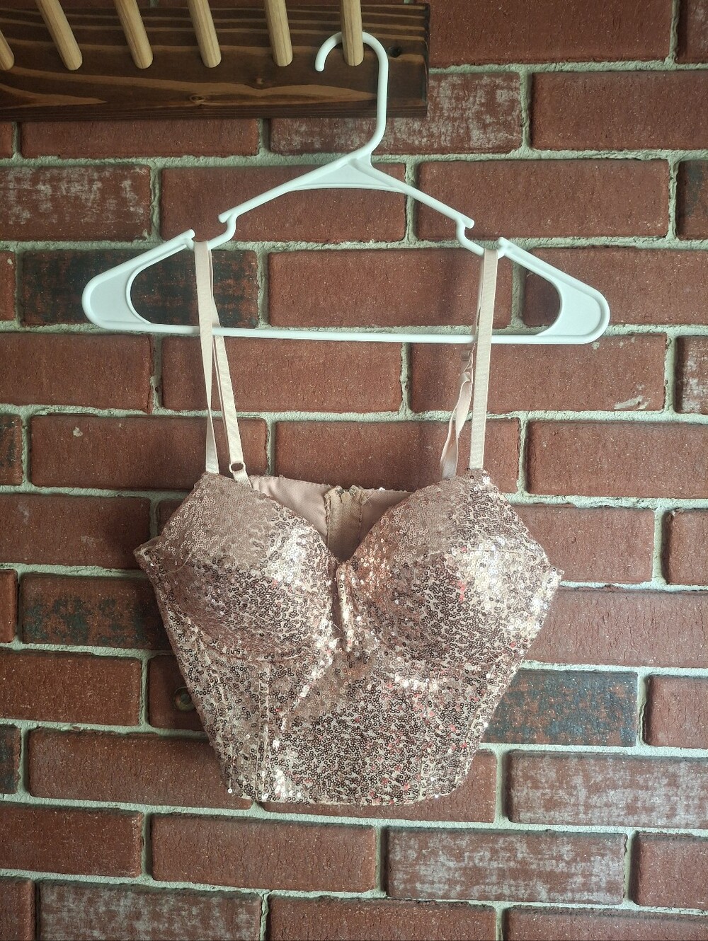Rose Gold Sequin Bustier Crop Top